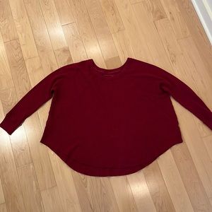 Loose Red Free People Scoopneck Pullover Sweater